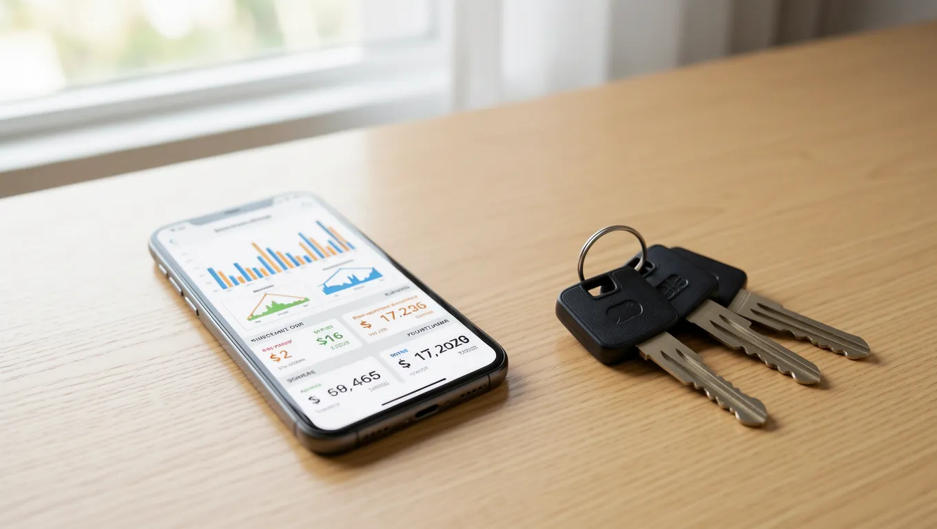 Person reviewing amount specific loans on a digital tablet next to cash
