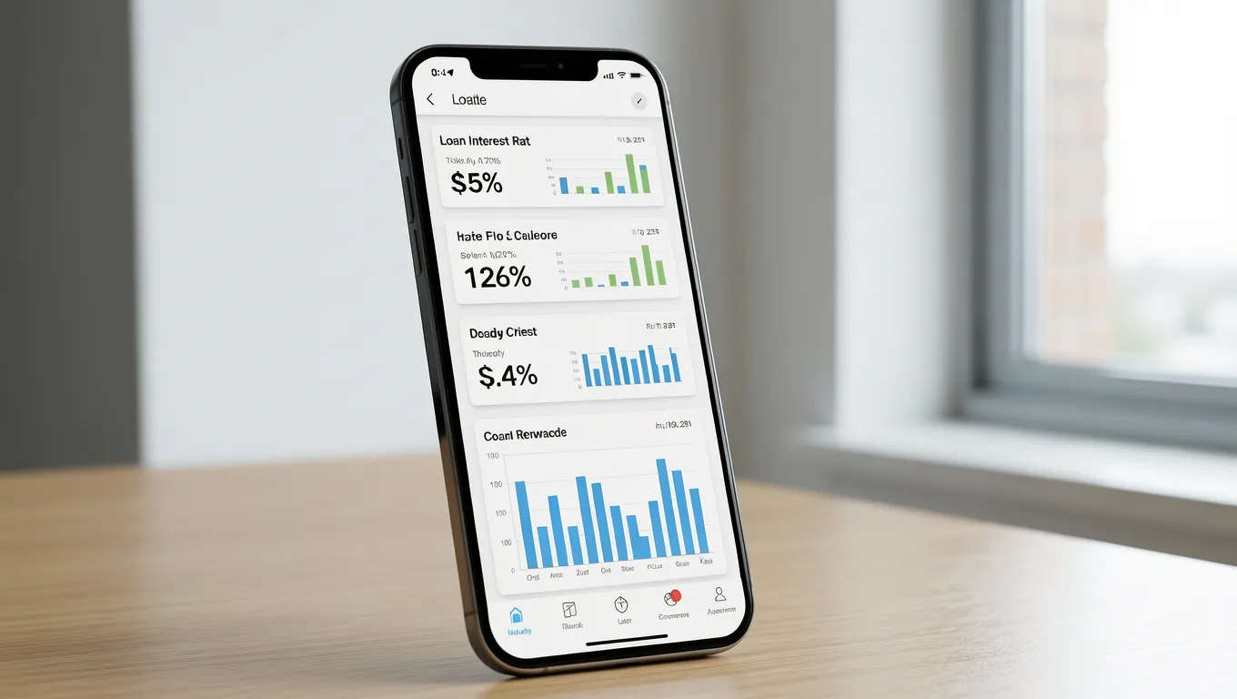 Smartphone displaying loan interest rate comparison charts