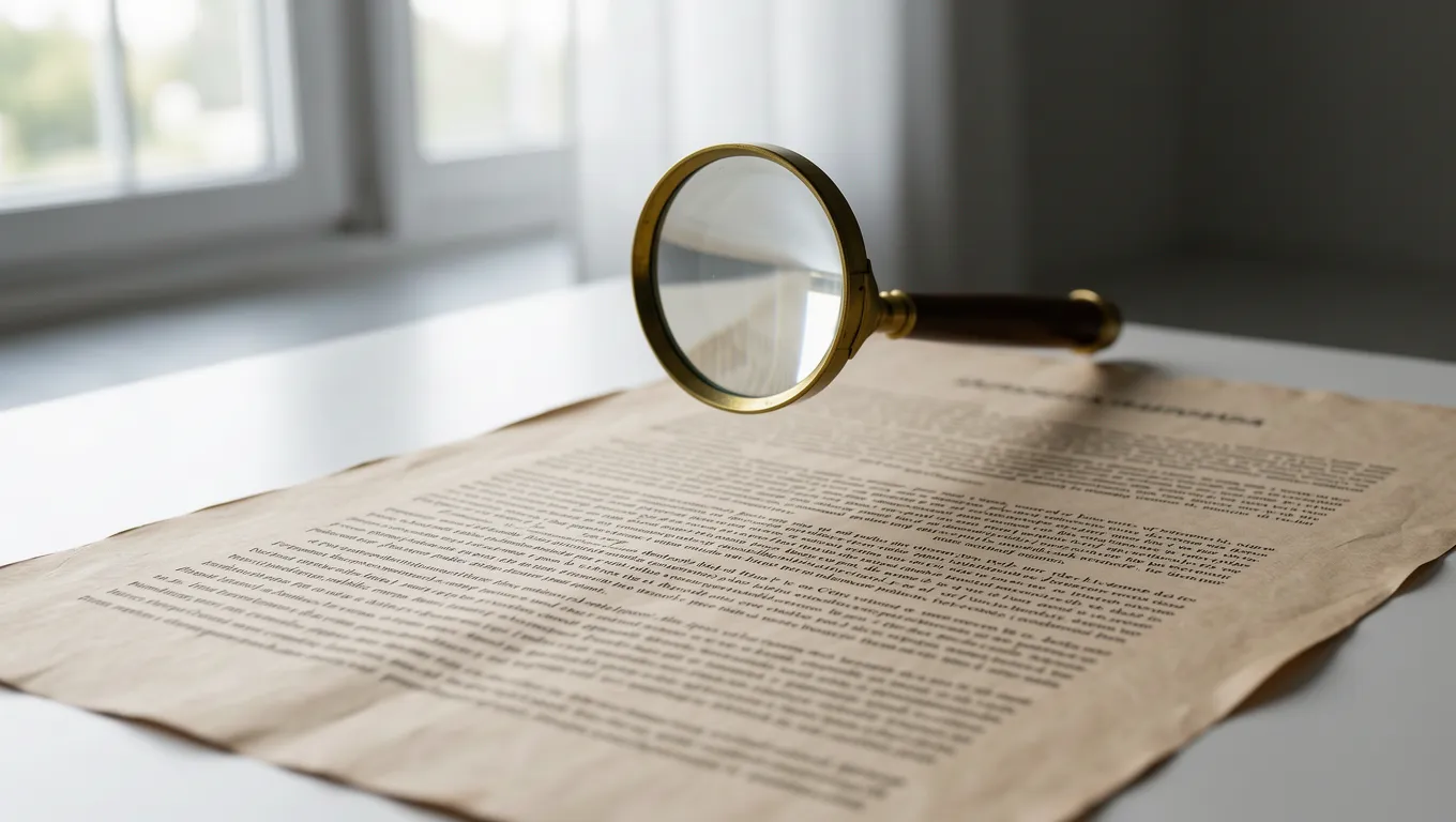 Magnifying glass highlighting fine print on a loan contract