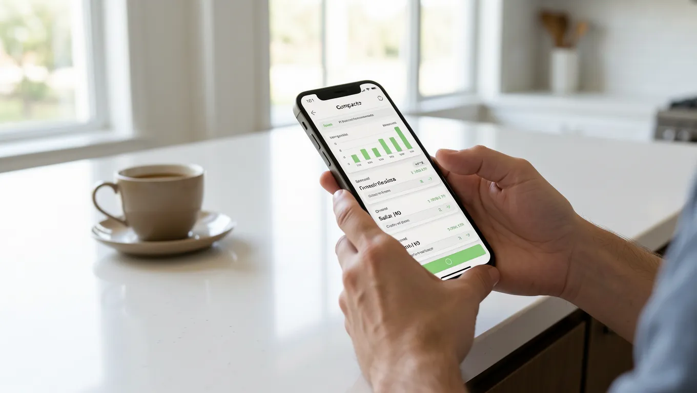 Person reviewing digital loan terms and conditions carefully
