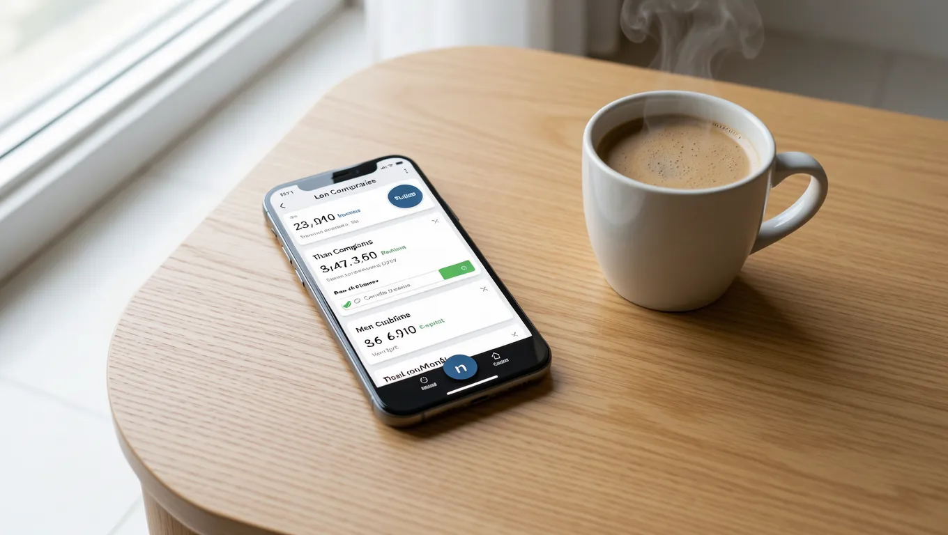Person viewing loan rate comparisons on a mobile device