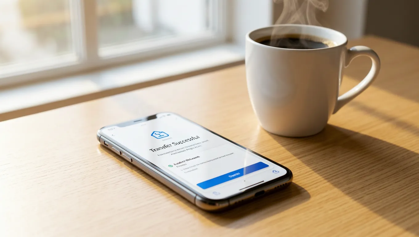 A smartphone showing a successful fast online cash advance transaction.