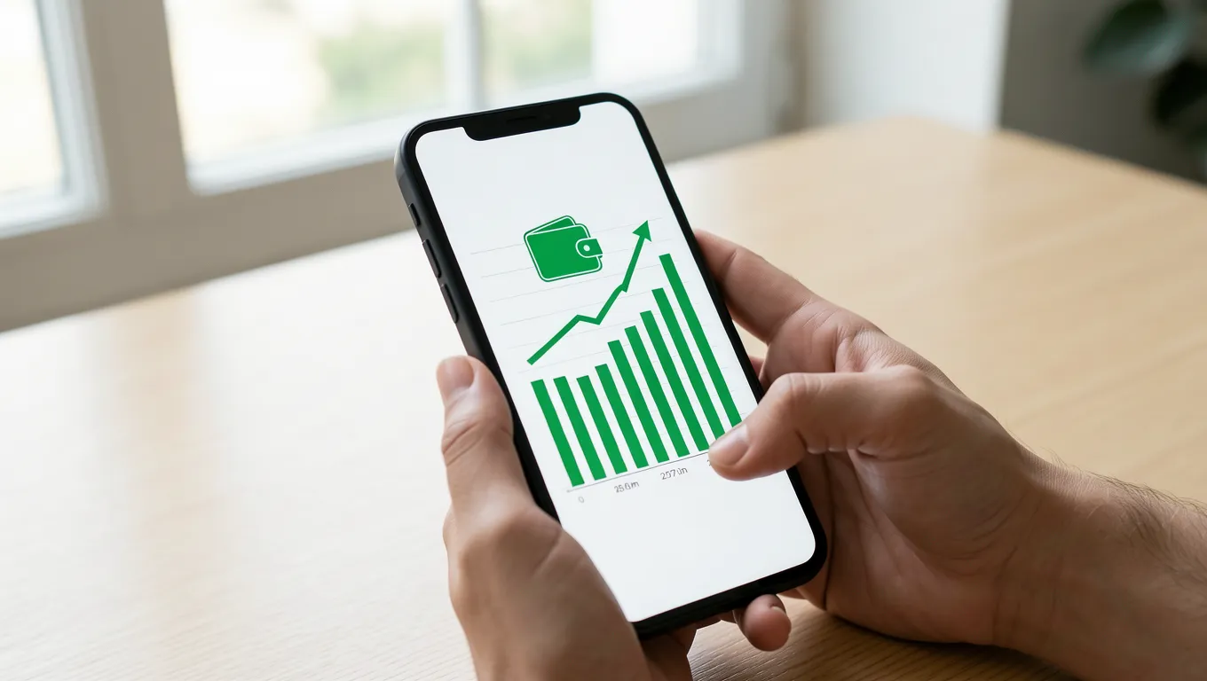 Smartphone showing mobile banking apps for no credit check fast cash options