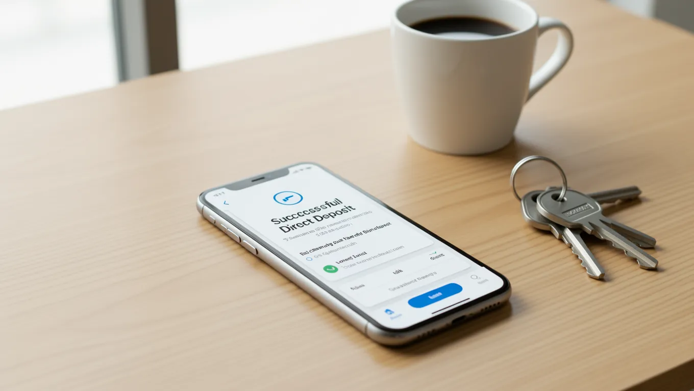 Smartphone showing a successful online payday loans direct deposit transaction.