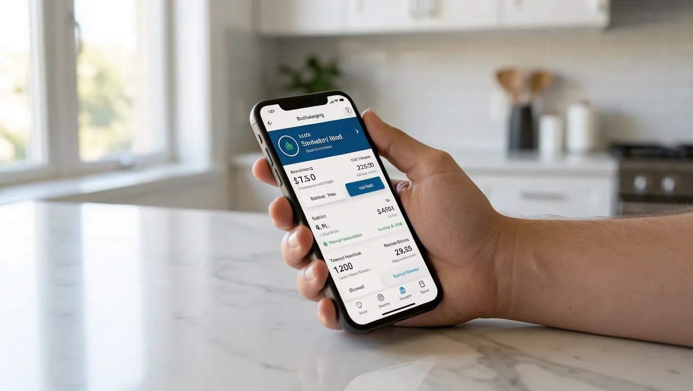 A mobile phone showing online short term loans comparison data.