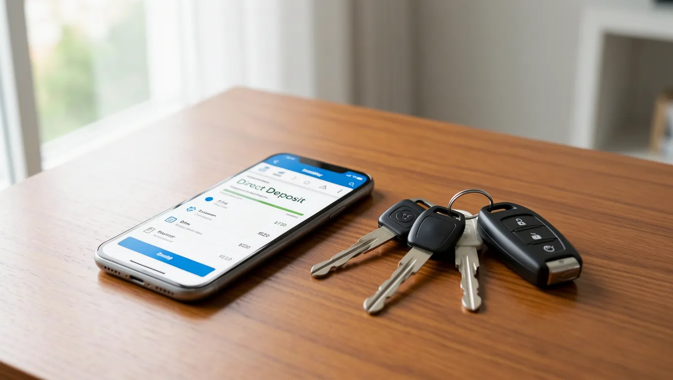 Smartphone showing bank account funds for payday loans via bank account