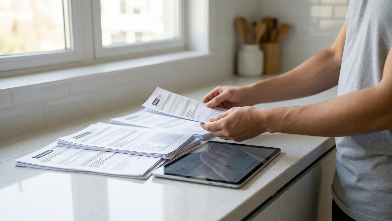 Smartphone showing financial apps near bills for payday loans with no credit check needs