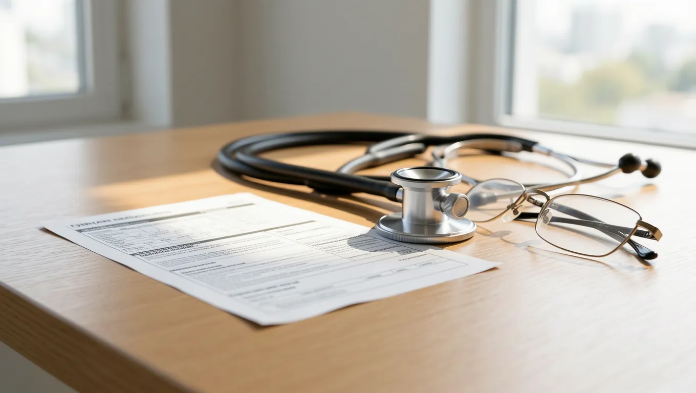 Closeup of a medical bill and stethoscope representing quick loans for medical bills