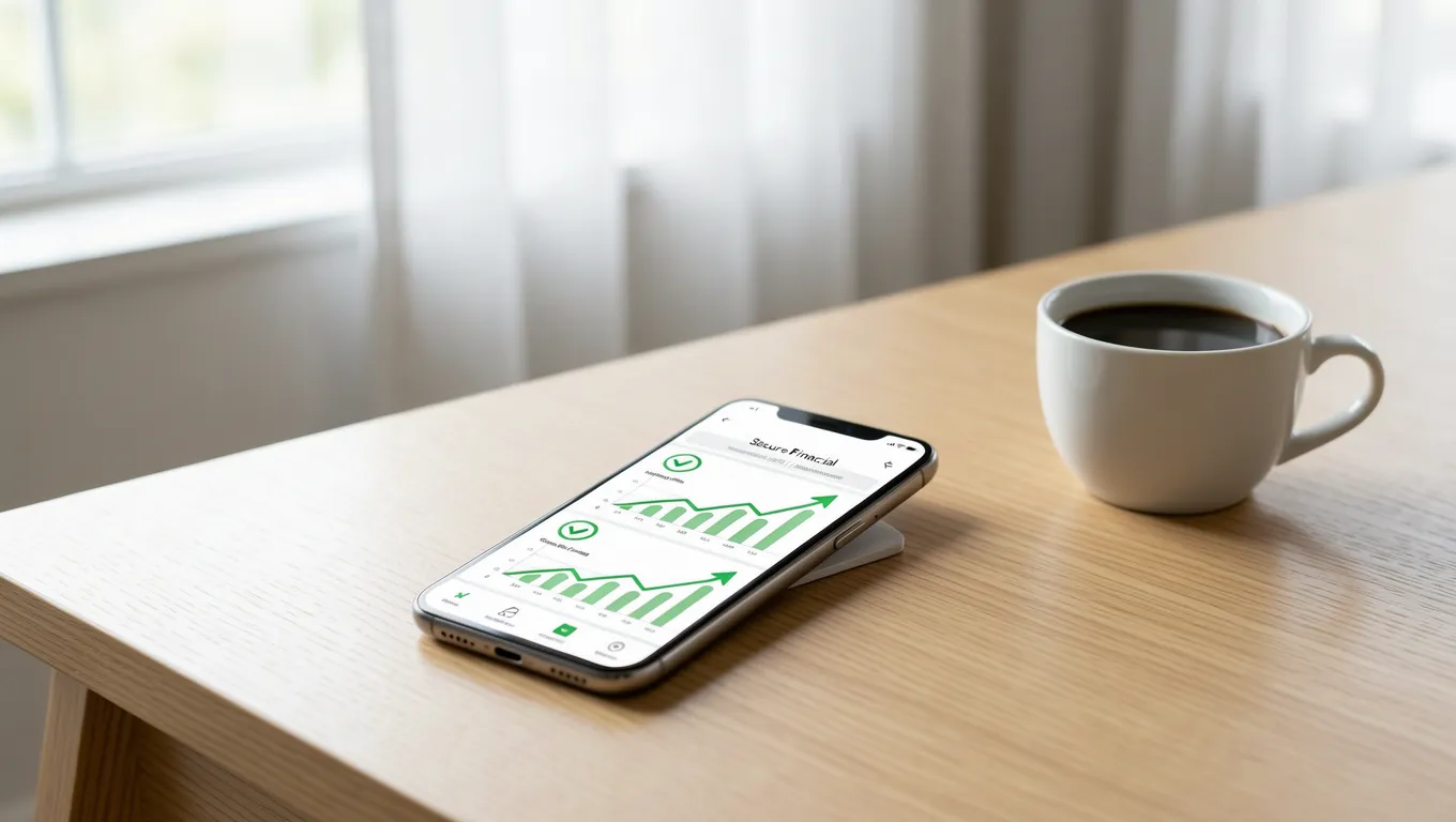 Secure mobile device showing financial app for safe online payday loans