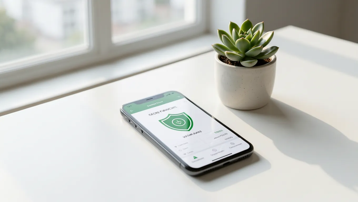 Digital security shield on a smartphone for a secure online cash advance